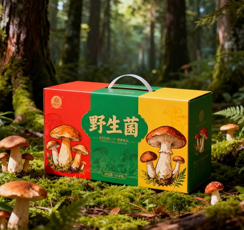 蘑菇野生菌牛肝菌包裝盒